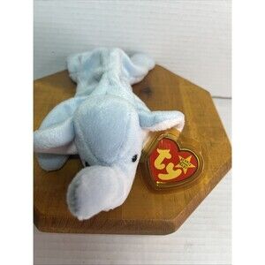 *RARE* RETIRED TY Beanie Babies Peanut the Elephant --light‎ blue! NEW CONDITION